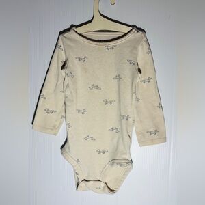 Carter's Beige Long Sleeve Baby Bodysuit with Animal Print
